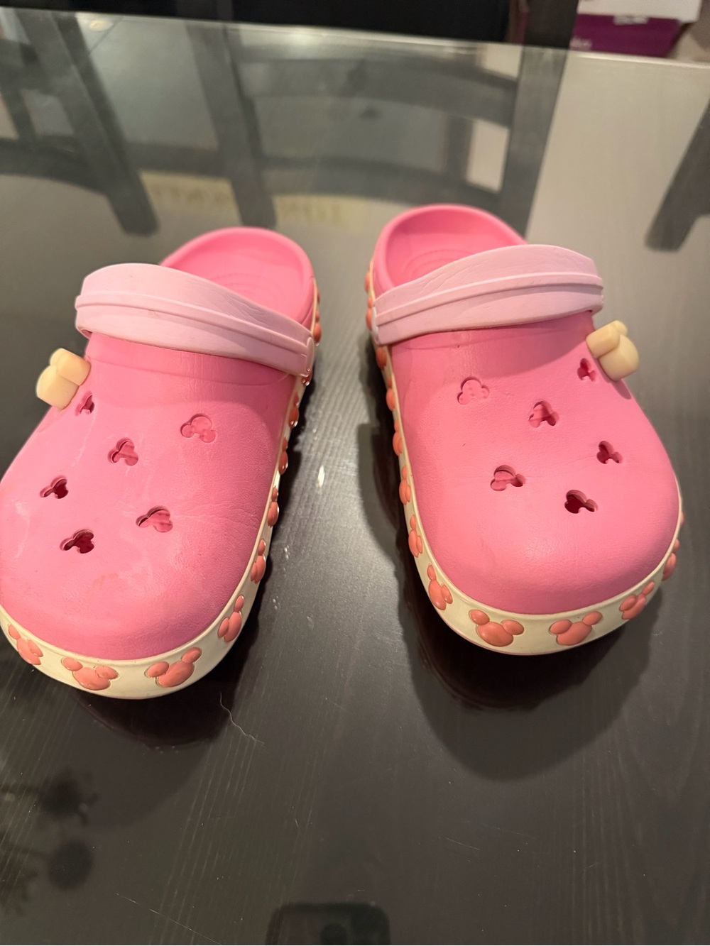 CROCS Disney Kids Pink Floral-Trim Slip-On Clogs